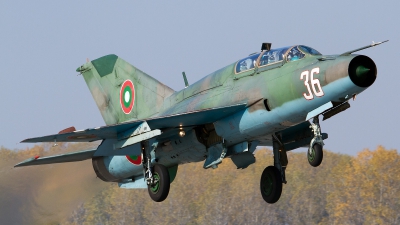 Photo ID 85834 by Anton Balakchiev. Bulgaria Air Force Mikoyan Gurevich MiG 21UM, 36