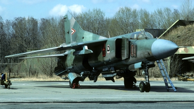 Photo ID 95687 by Carl Brent. Hungary Air Force Mikoyan Gurevich MiG 23MF, 01