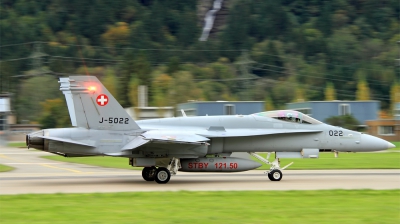 Photo ID 110506 by Chris Albutt. Switzerland Air Force McDonnell Douglas F A 18C Hornet, J 5022