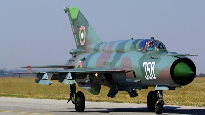 Photo ID 168897 by Lukas Kinneswenger. Bulgaria Air Force Mikoyan Gurevich MiG 21bis SAU, 358