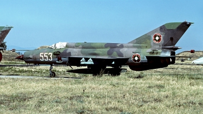 Photo ID 61650 by Carl Brent. Bulgaria Air Force Mikoyan Gurevich MiG 21bis LASUR, 553
