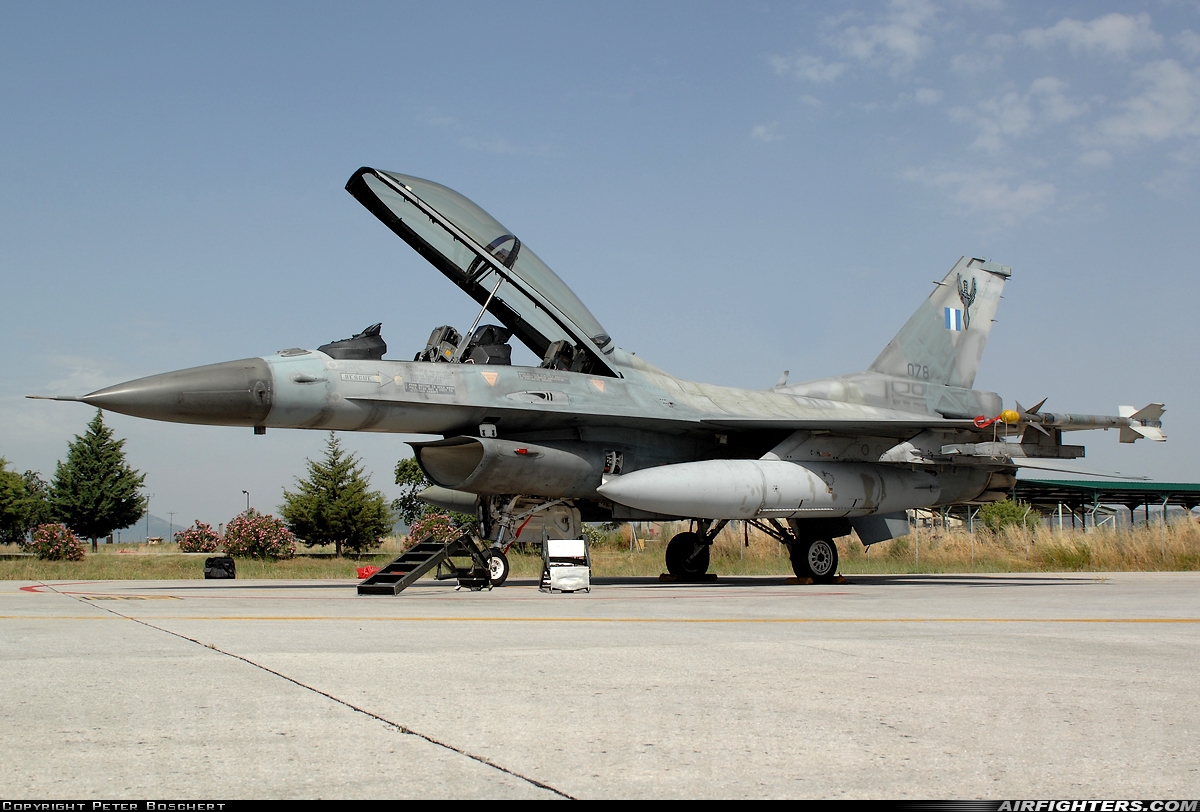 Greece - Air Force General Dynamics F-16D Fighting Falcon 078 at Nea Anghialos (VOL / LGBL), Greece