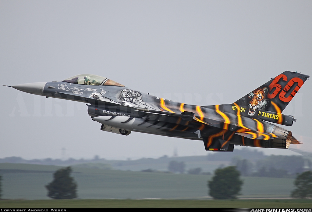 Belgium - Air Force General Dynamics F-16AM Fighting Falcon FA-87 at Cambrai - Epinoy (LFQI), France