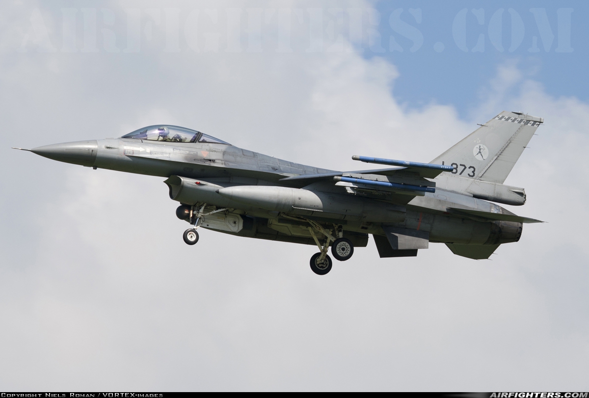 Netherlands - Air Force General Dynamics F-16AM Fighting Falcon J-873 at Leeuwarden (LWR / EHLW), Netherlands