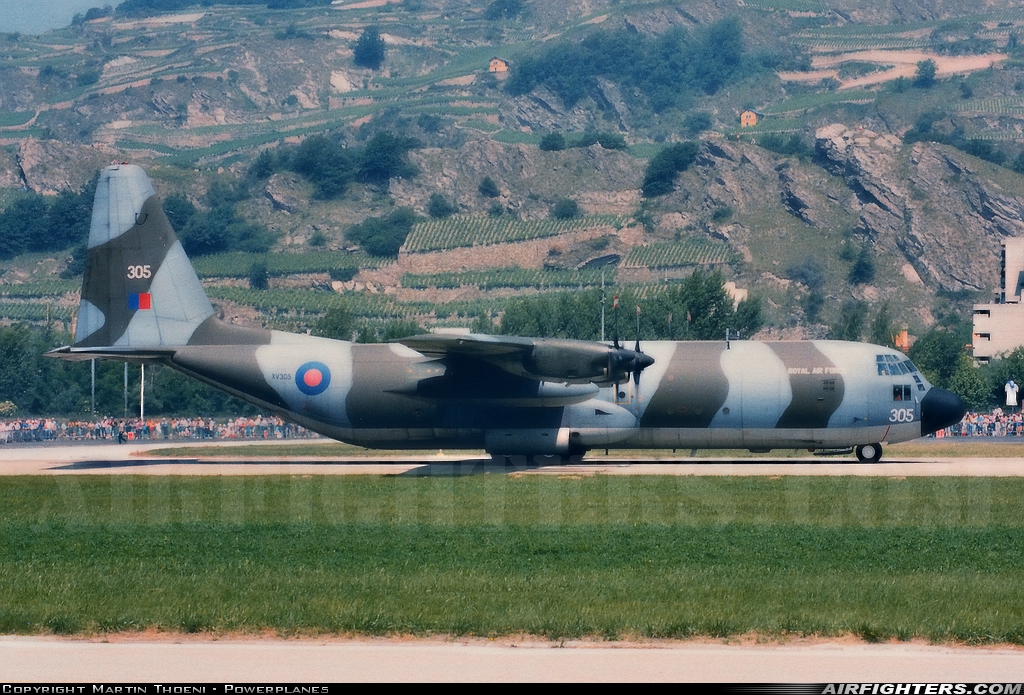 UK - Air Force Lockheed Hercules C3 (C-130K-30 / L-382) XV305 at Sion (- Sitten) (SIR / LSGS / LSMS), Switzerland