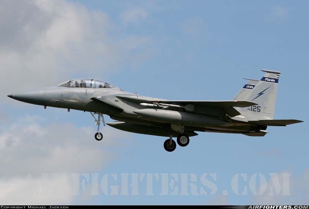 USA - Air Force McDonnell Douglas F-15B Eagle 76-0125 at Aalborg (AAL / EKYT), Denmark