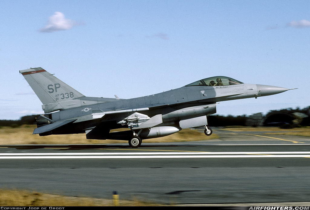 USA - Air Force General Dynamics F-16C Fighting Falcon 91-0338 at Karup (KRP / EKKA), Denmark