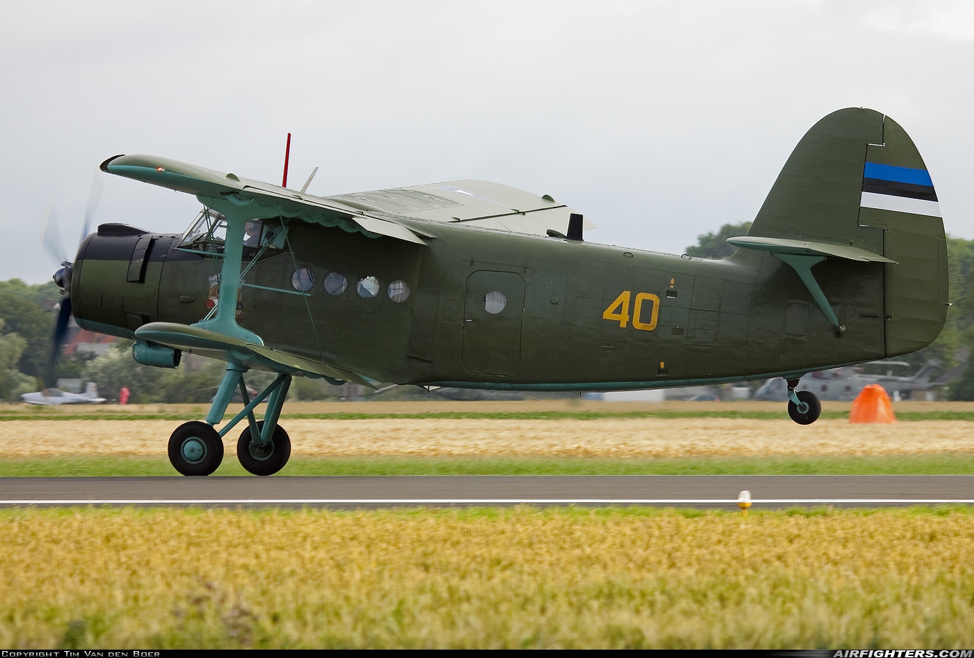 Estonia - Air Force Antonov An-2T 40 YELLOW at Koksijde (EBFN), Belgium