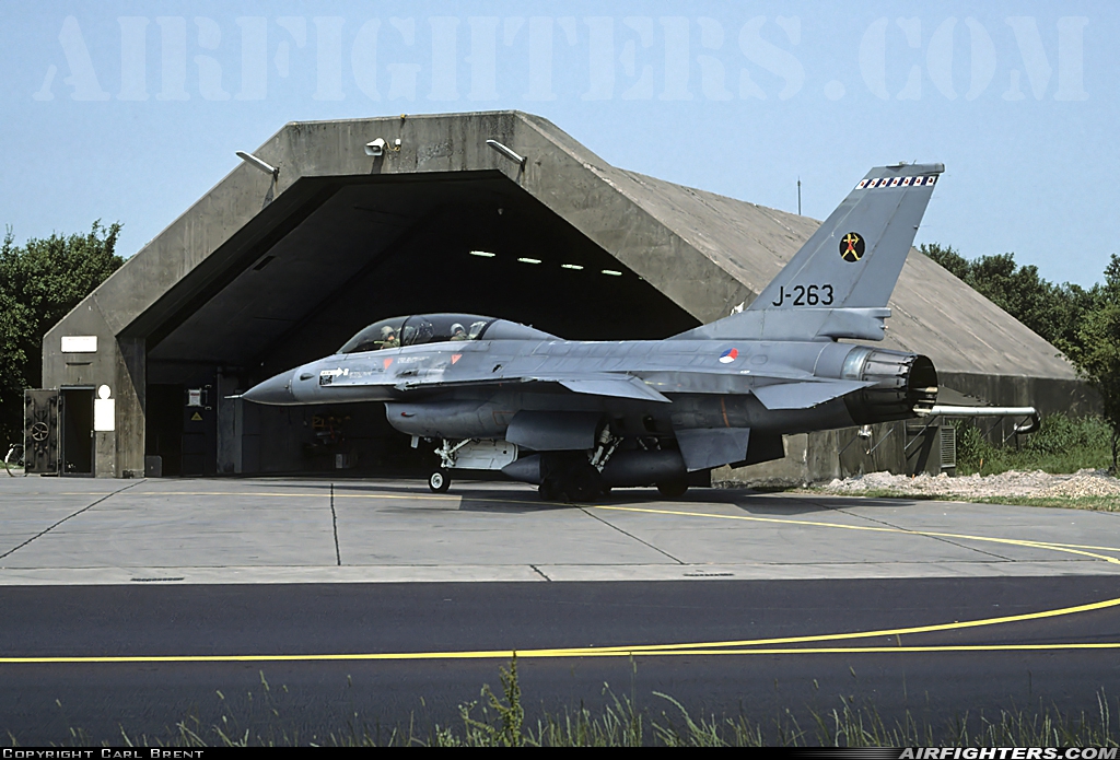 Netherlands - Air Force General Dynamics F-16B Fighting Falcon J-263 at Leeuwarden (LWR / EHLW), Netherlands