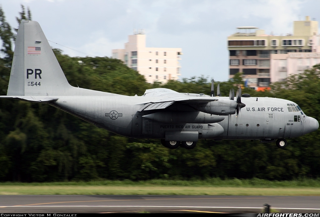 USA - Air Force Lockheed C-130E Hercules (L-382) 64-0544 at San Juan - Luis Munoz Marin Int. (SJU / TJSJ), Puerto Rico