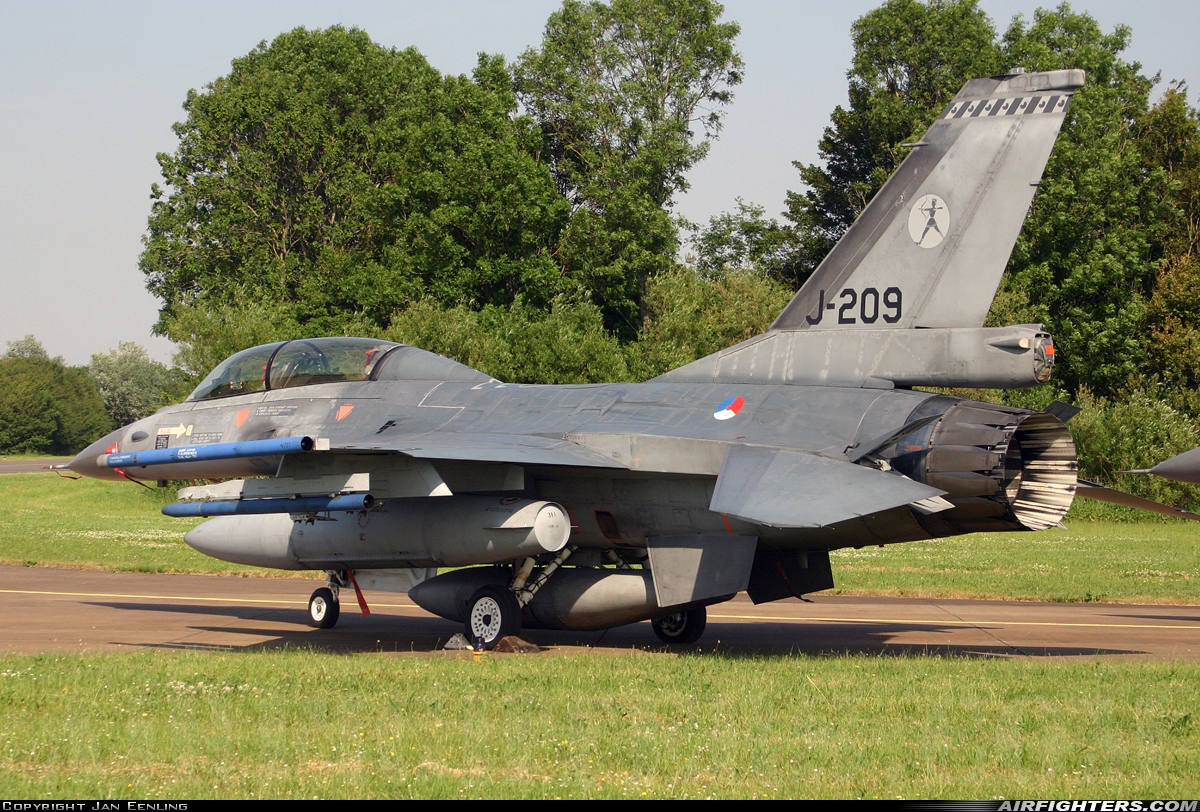 Netherlands - Air Force General Dynamics F-16BM Fighting Falcon J-209 at Leeuwarden (LWR / EHLW), Netherlands