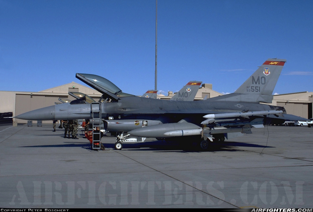USA - Air Force General Dynamics F-16C Fighting Falcon 93-0551 at Las Vegas - Nellis AFB (LSV / KLSV), USA