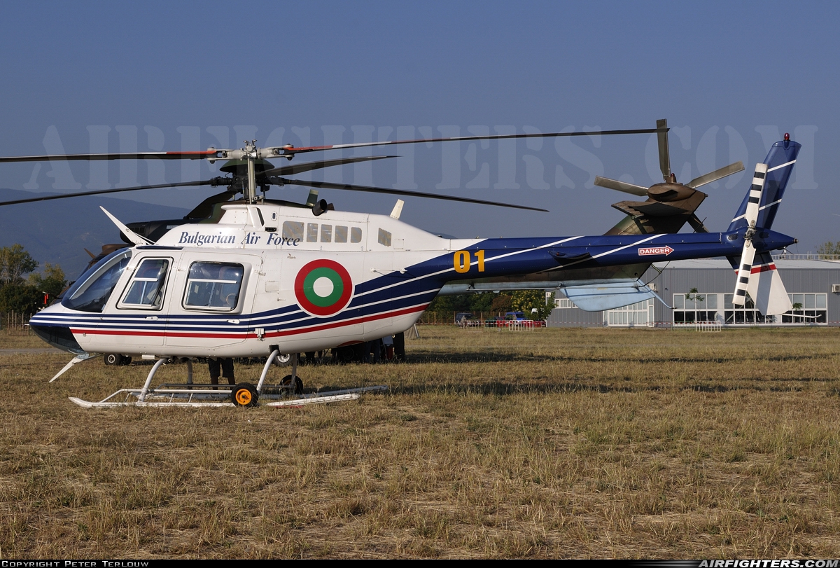 Bulgaria - Air Force Bell 206B-3 JetRanger III 01 at Plovdiv (- Krumovo) (PDV / LBPD), Bulgaria