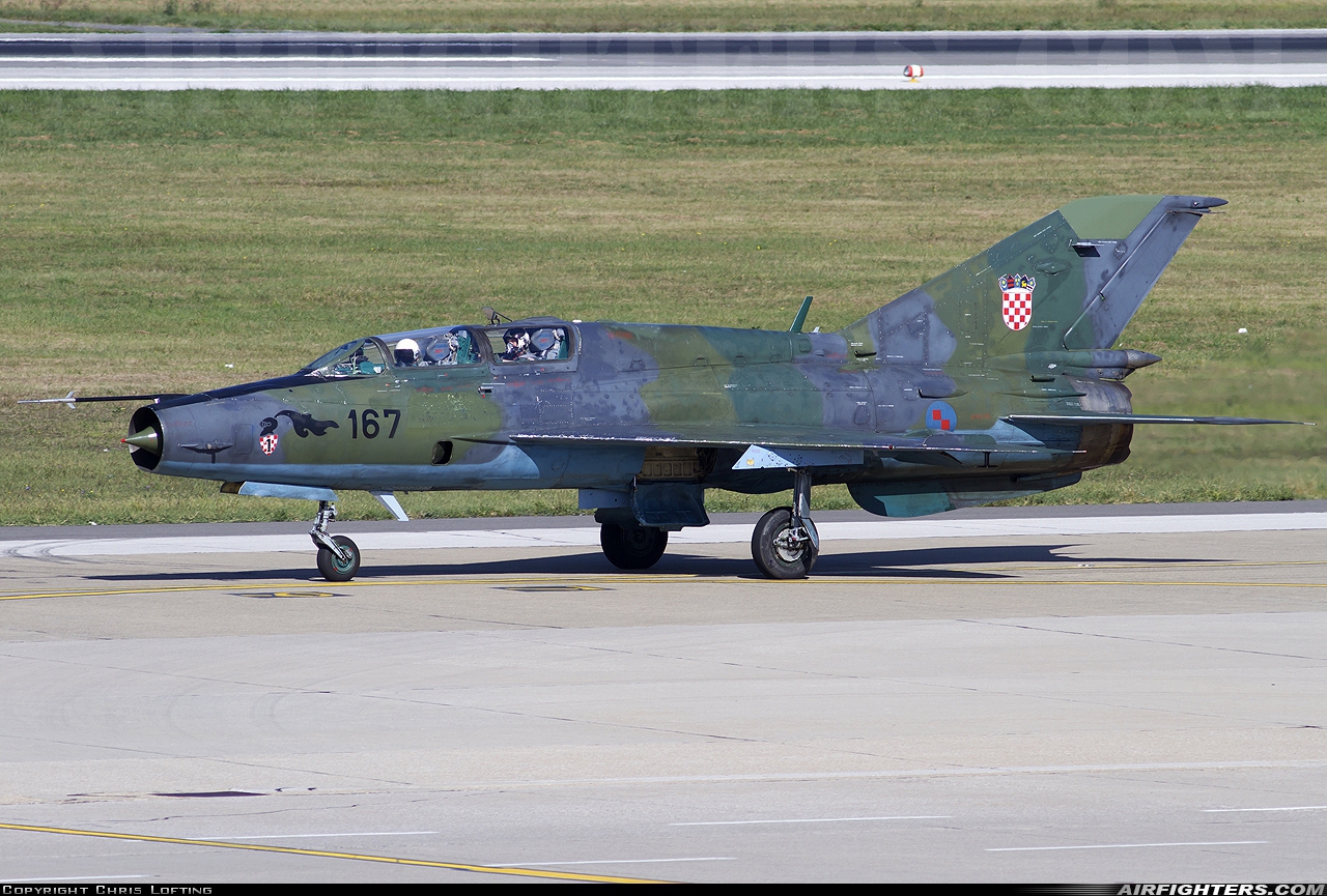 Croatia - Air Force Mikoyan-Gurevich MiG-21UM 167 at Zagreb - Pleso (ZAG / LDZA), Croatia