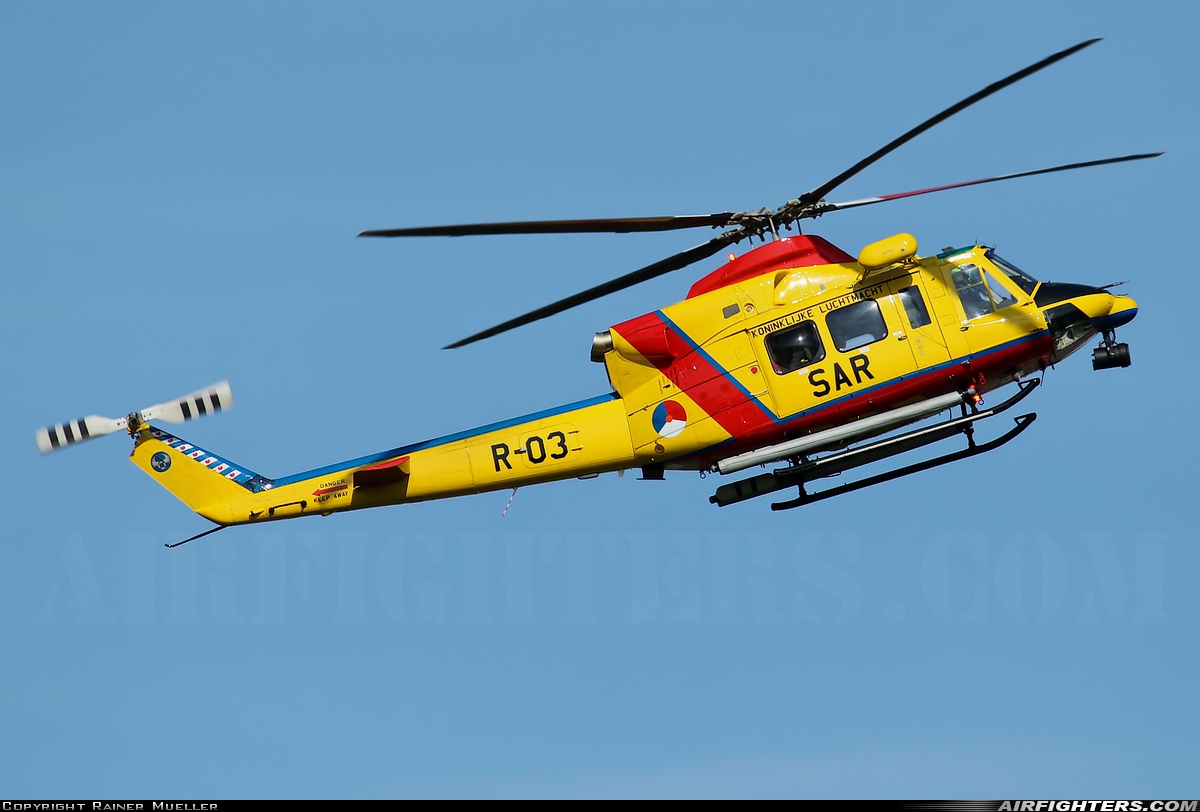 Netherlands - Air Force Agusta-Bell AB-412SP Grifone R-03 at Leeuwarden (LWR / EHLW), Netherlands