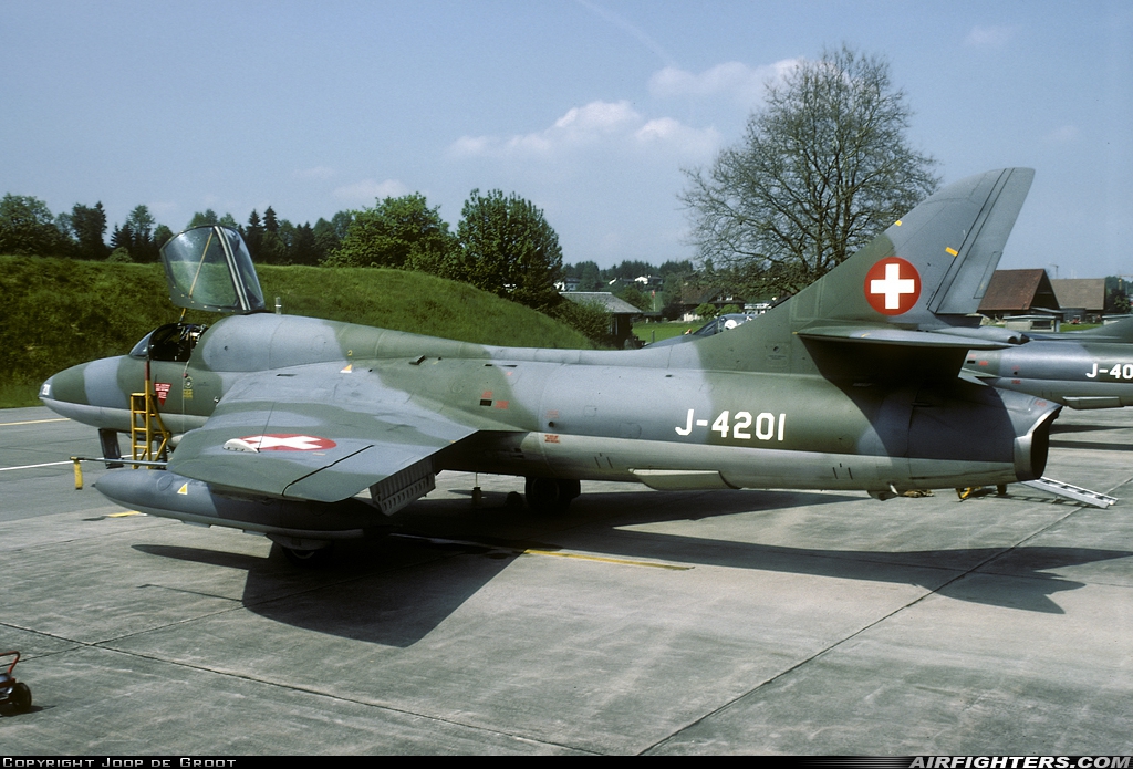 Switzerland - Air Force Hawker Hunter T68 J-4201 at Emmen (EML / LSME), Switzerland