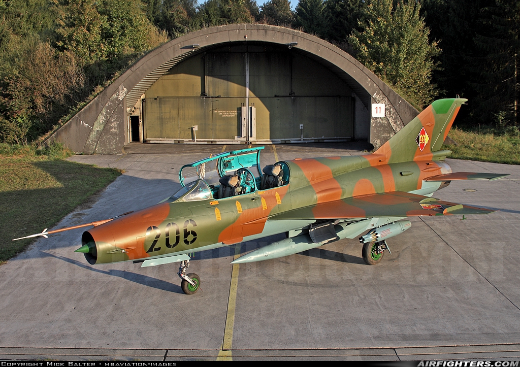 East Germany - Air Force Mikoyan-Gurevich MiG-21UM 206 at Memmingen - Allgau (FMM / EDJA), Germany