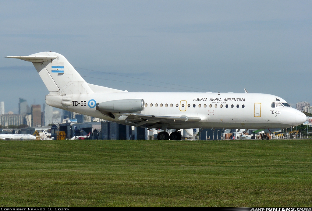Argentina - Air Force Fokker F-28-1000C Fellowship TC-55 at Buenos Aires - Aeroparque Jorge Newbery (AEP / SABE), Argentina
