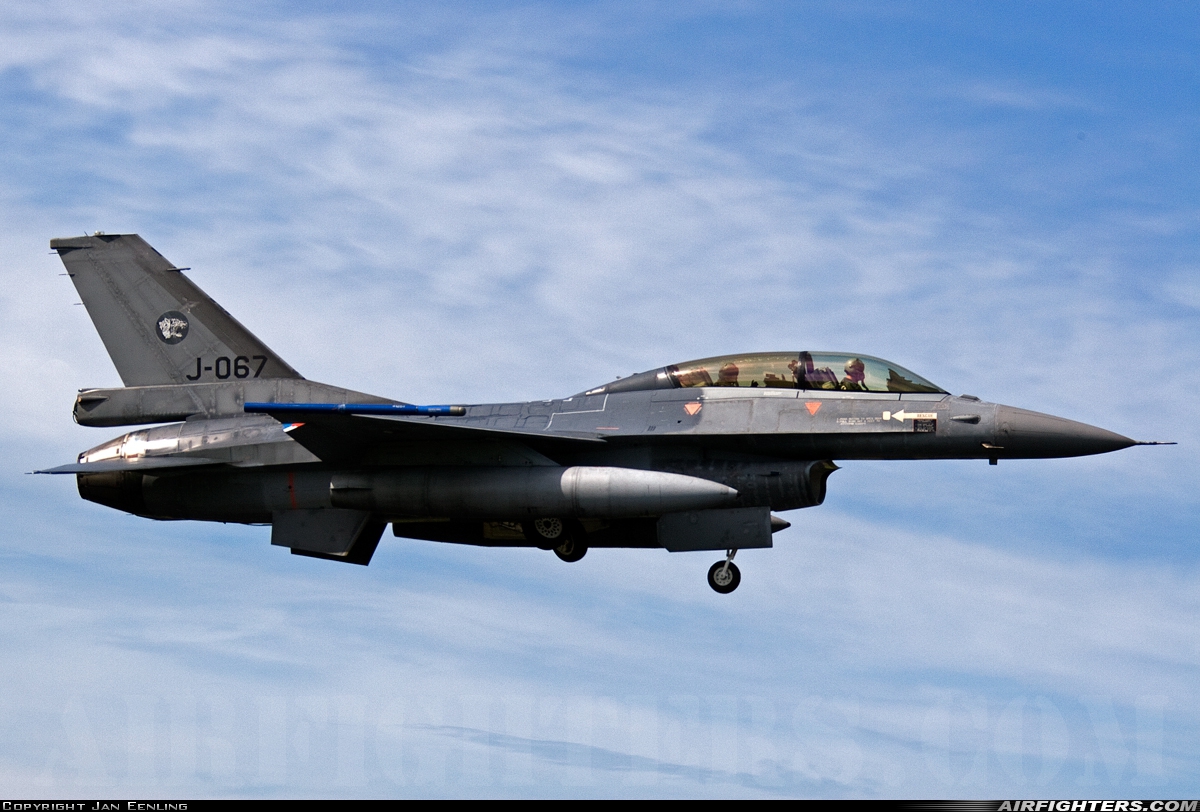 Netherlands - Air Force General Dynamics F-16BM Fighting Falcon J-067 at Leeuwarden (LWR / EHLW), Netherlands