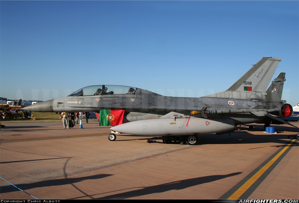 Portugal - Air Force General Dynamics F-16B Fighting Falcon 15118 at Fairford (FFD / EGVA), UK