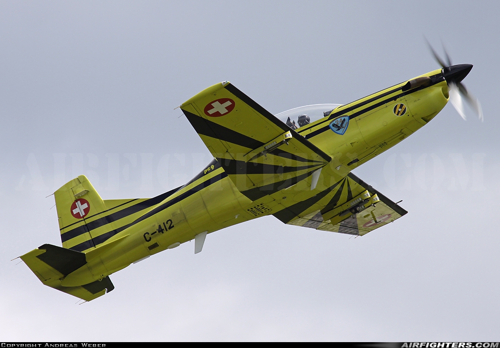 Switzerland - Air Force Pilatus PC-9A C-412 at Emmen (EML / LSME), Switzerland