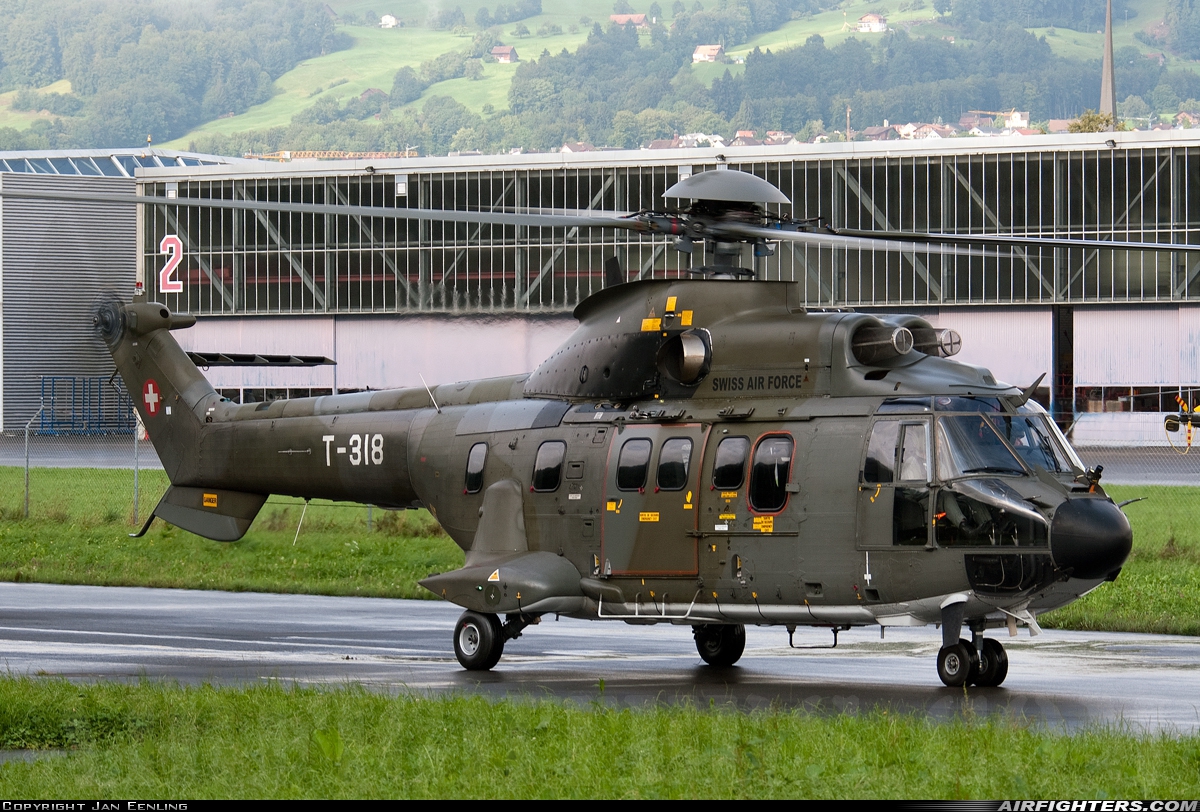 Switzerland - Air Force Aerospatiale AS-332M1 Super Puma T-318 at Alpnach (LSMA), Switzerland