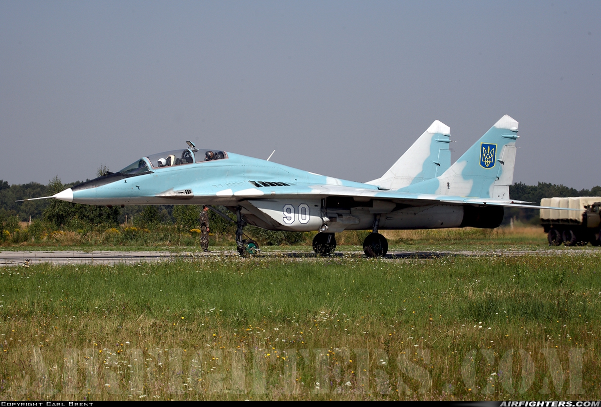 Ukraine - Air Force Mikoyan-Gurevich MiG-29UB (9.51)  at Vasilkov (UKKW), Ukraine