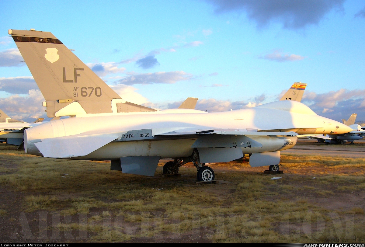USA - Air Force General Dynamics F-16A Fighting Falcon 81-0670 at Tucson - Davis-Monthan AFB (DMA / KDMA), USA