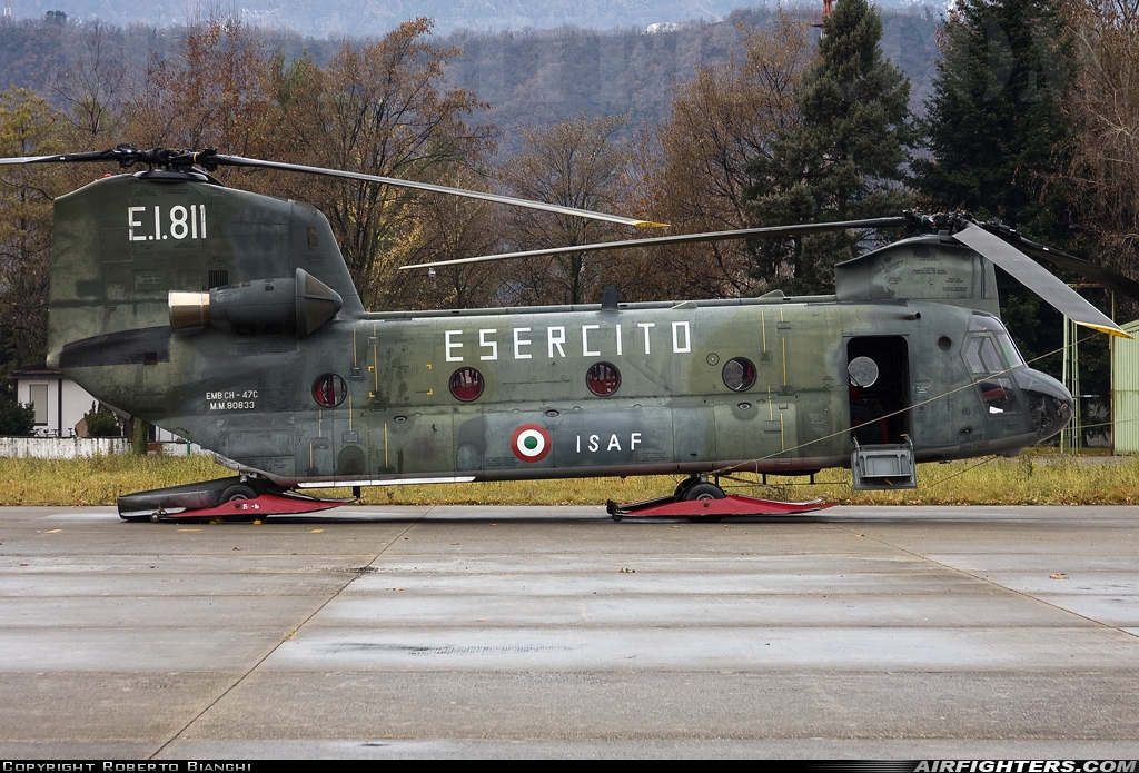 Italy - Army Boeing Vertol CH-47C Chinook MM80833 at Bolzano (- Dolomiti / G. Sabelli) (BZO / LIPB), Italy
