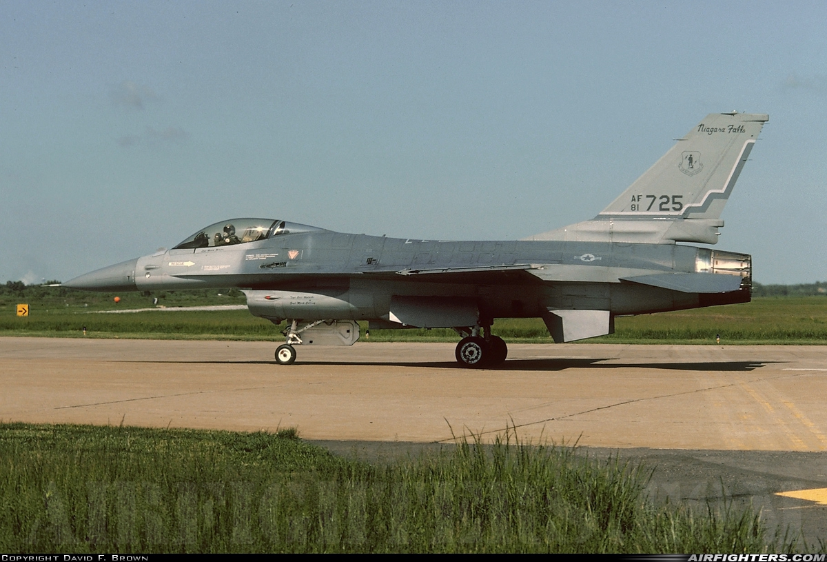 USA - Air Force General Dynamics F-16A/ADF Fighting Falcon 81-0725 at Buffalo - Niagara (Greater Buffalo) Int. (BUF / KBUF), USA