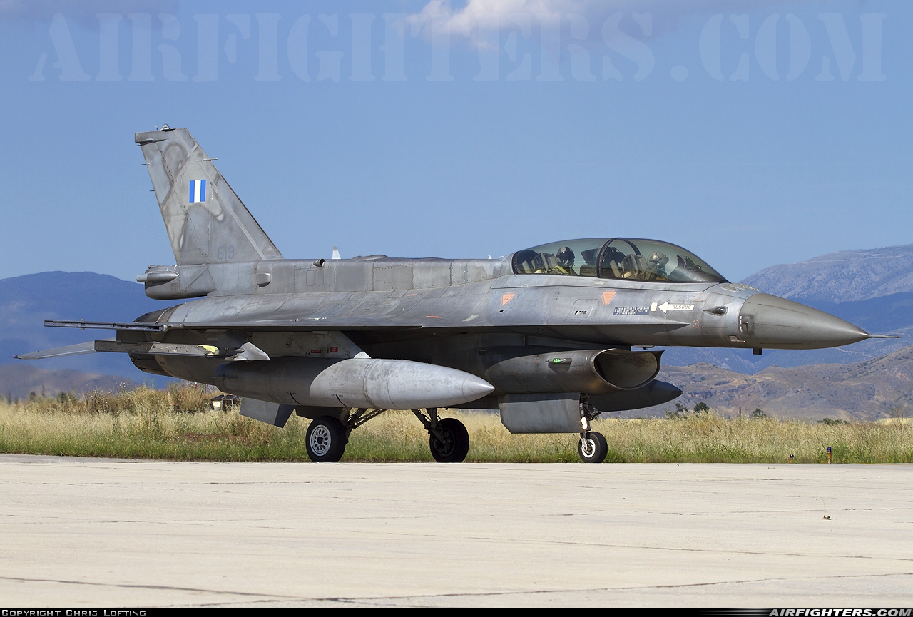 Greece - Air Force General Dynamics F-16D Fighting Falcon 619 at Larissa (LRA / LGLR), Greece