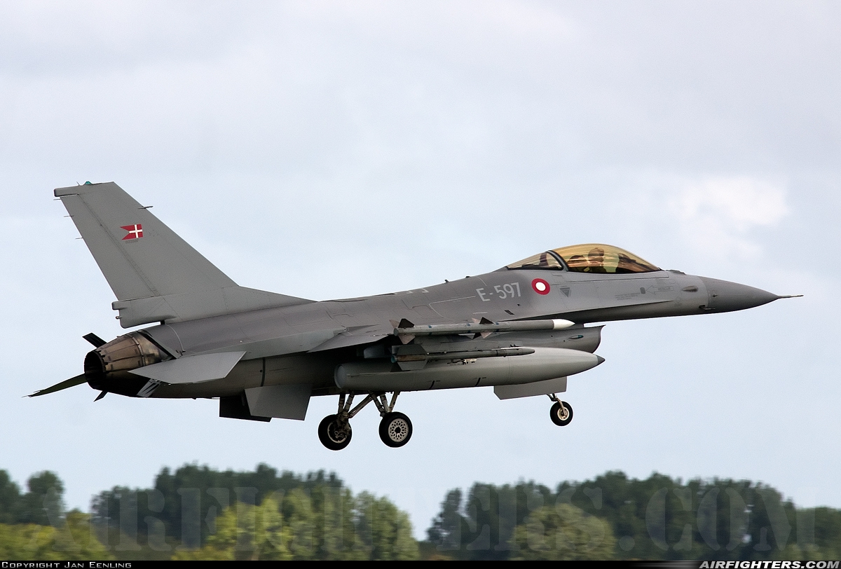 Denmark - Air Force General Dynamics F-16AM Fighting Falcon E-597 at Leeuwarden (LWR / EHLW), Netherlands