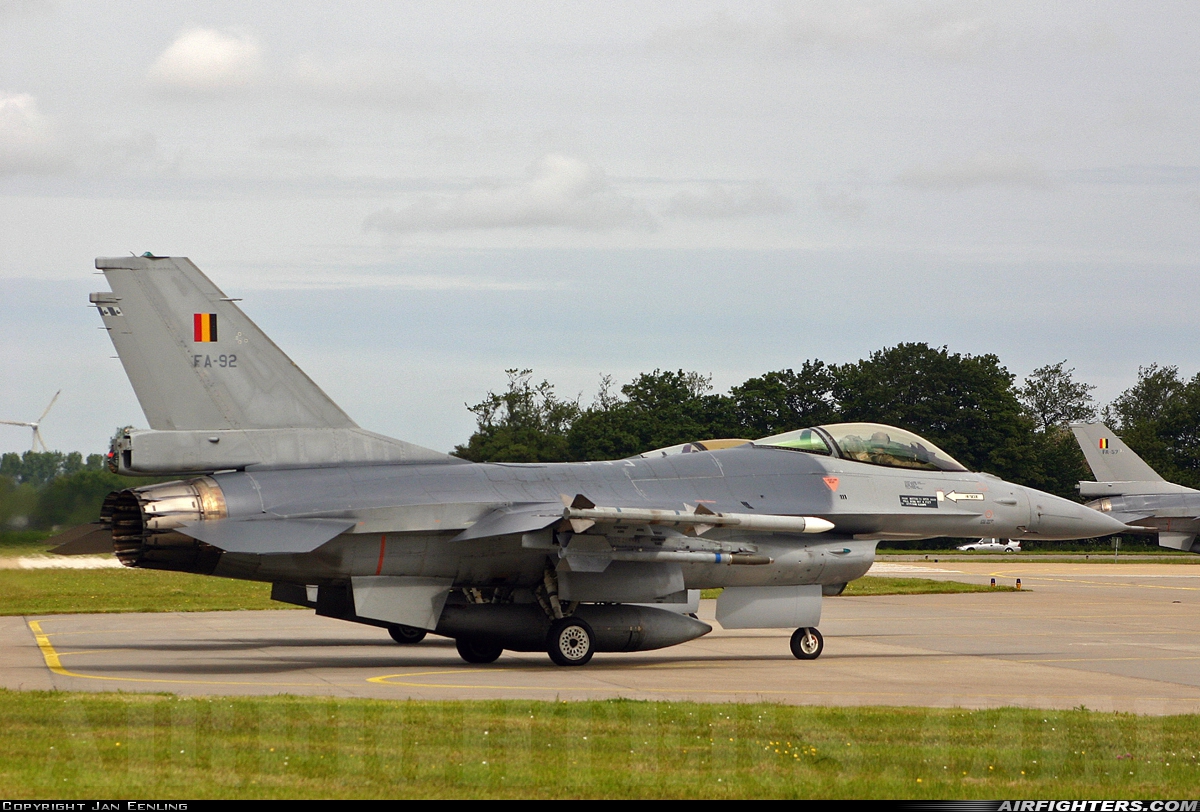 Belgium - Air Force General Dynamics F-16AM Fighting Falcon FA-92 at Leeuwarden (LWR / EHLW), Netherlands