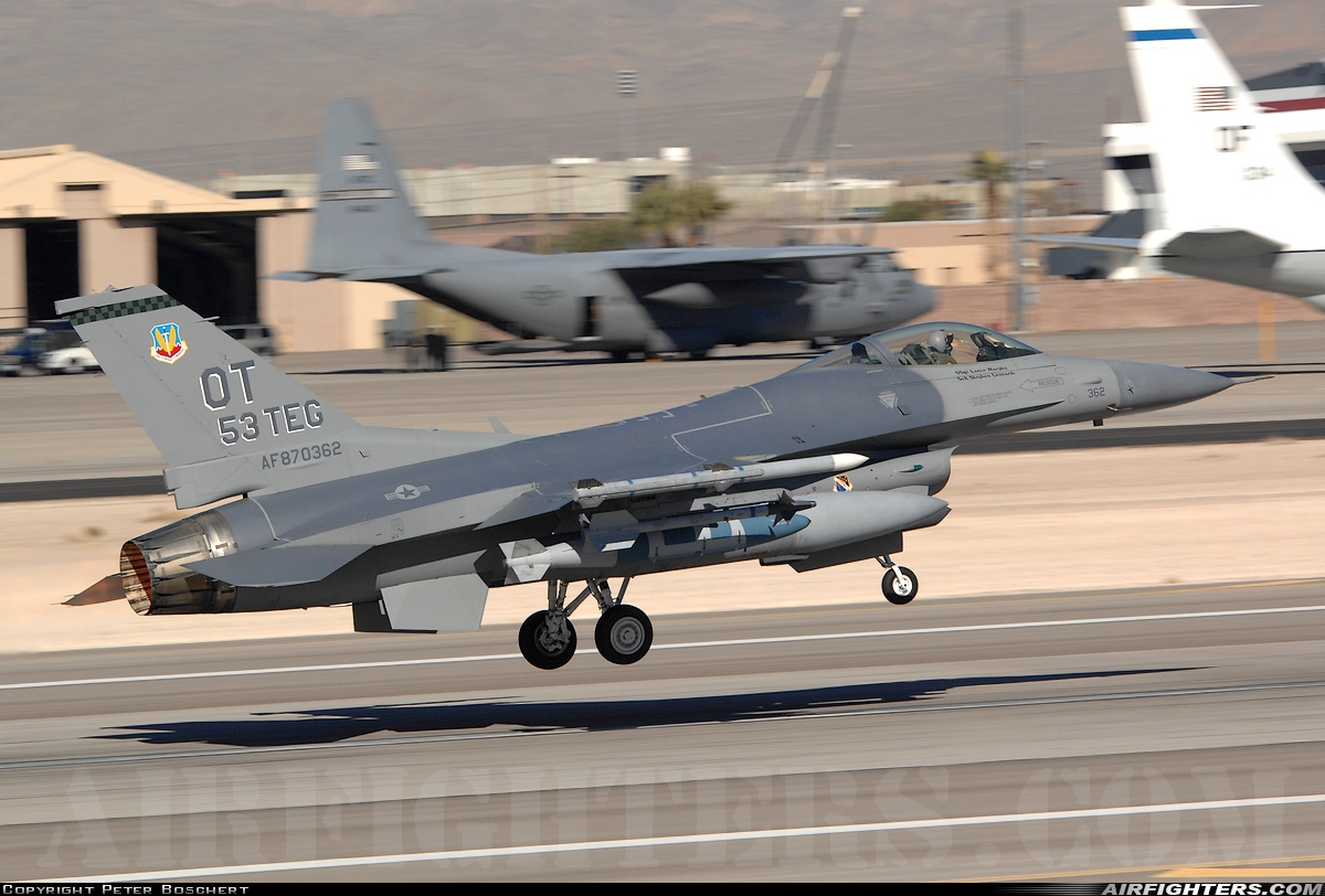 USA - Air Force General Dynamics F-16C Fighting Falcon 87-0362 at Las Vegas - Nellis AFB (LSV / KLSV), USA