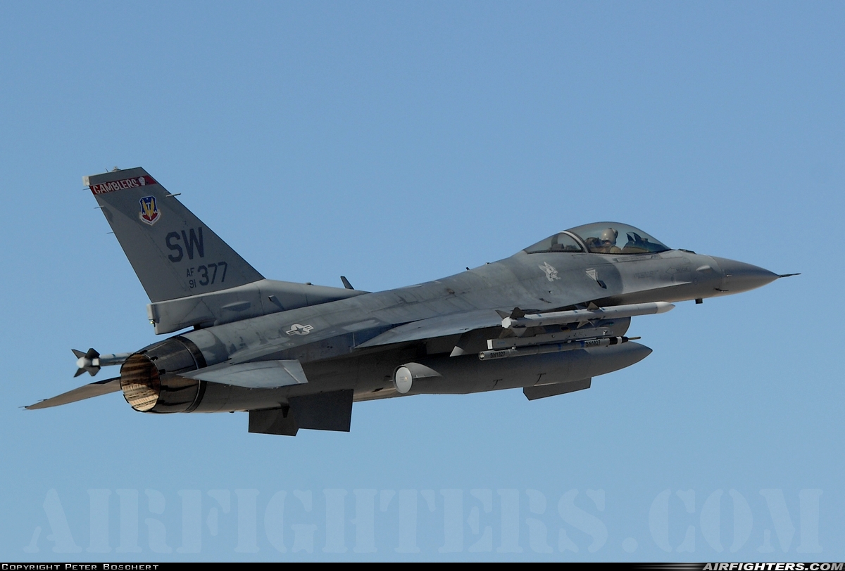 USA - Air Force General Dynamics F-16C Fighting Falcon 91-0377 at Las Vegas - Nellis AFB (LSV / KLSV), USA