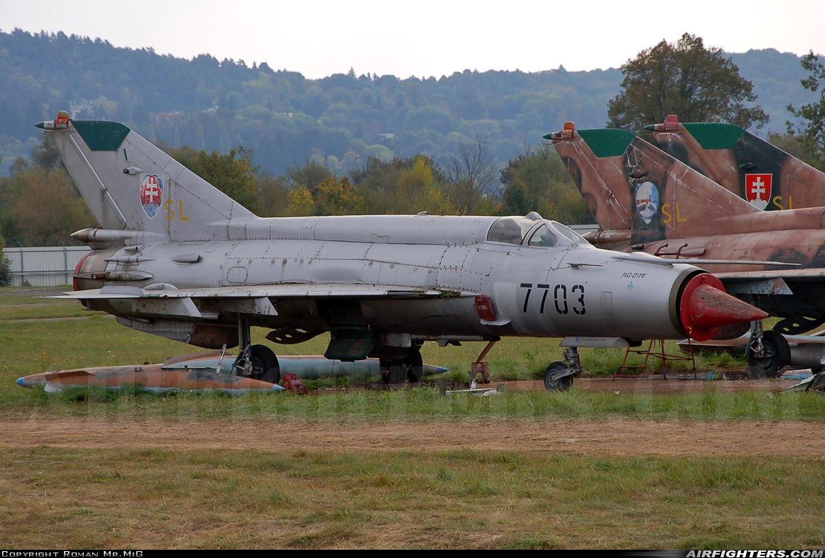 Slovakia - Air Force Mikoyan-Gurevich MiG-21MF 7703 at Sliac (LZSL), Slovakia