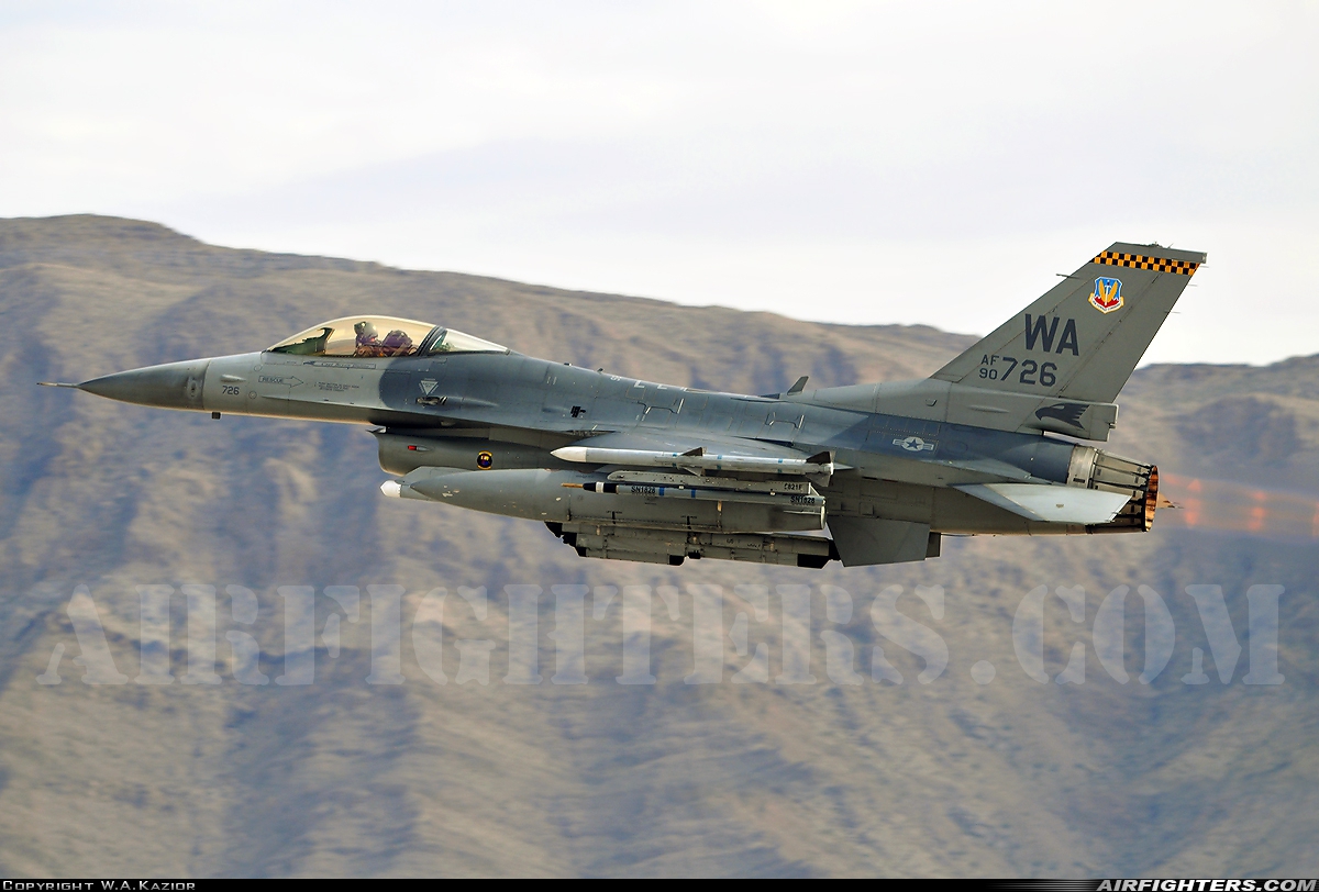 USA - Air Force General Dynamics F-16C Fighting Falcon 90-0726 at Las Vegas - Nellis AFB (LSV / KLSV), USA