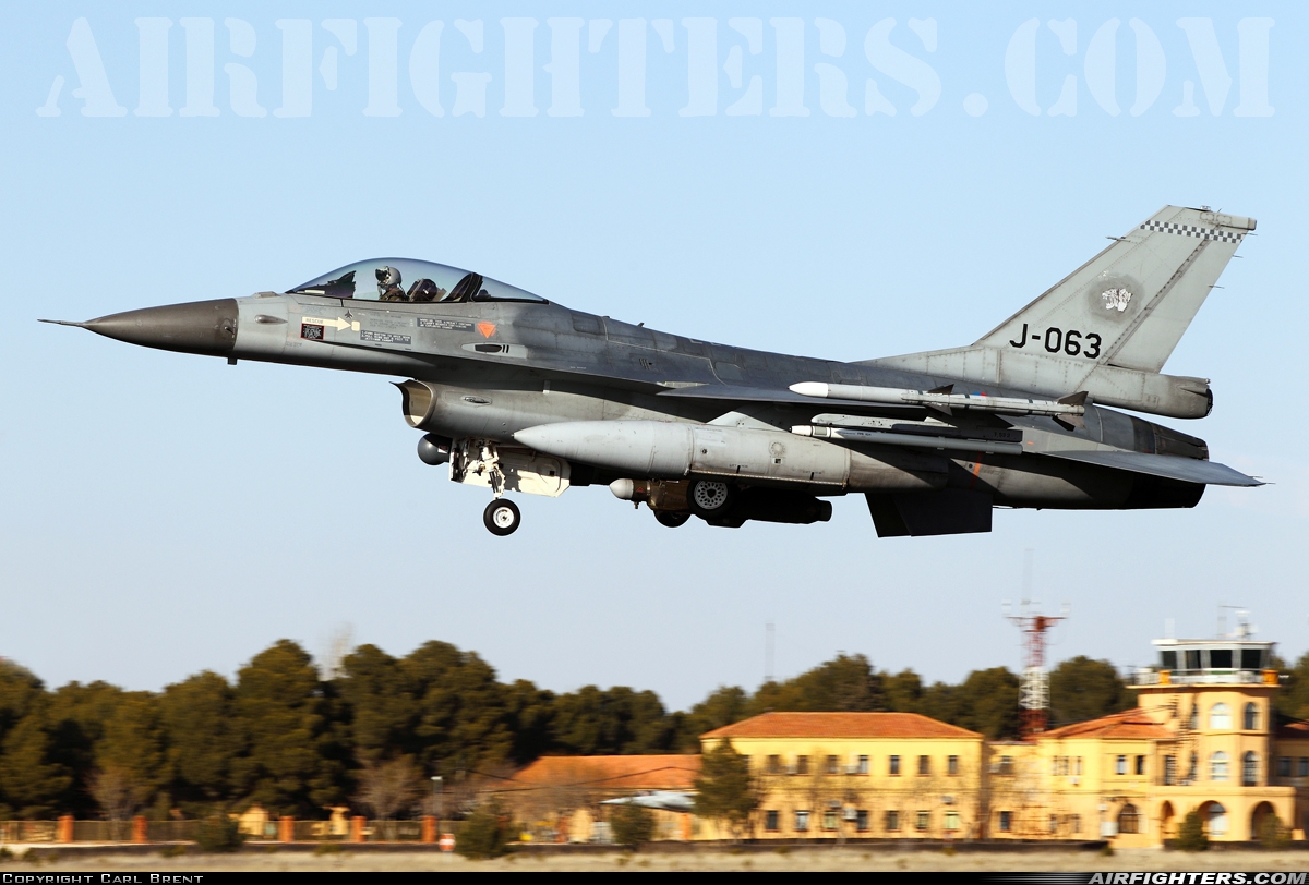 Netherlands - Air Force General Dynamics F-16AM Fighting Falcon J-063 at Albacete (- Los Llanos) (LEAB), Spain