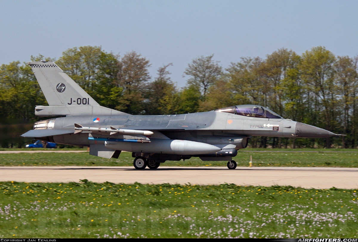 Netherlands - Air Force General Dynamics F-16AM Fighting Falcon J-001 at Leeuwarden (LWR / EHLW), Netherlands