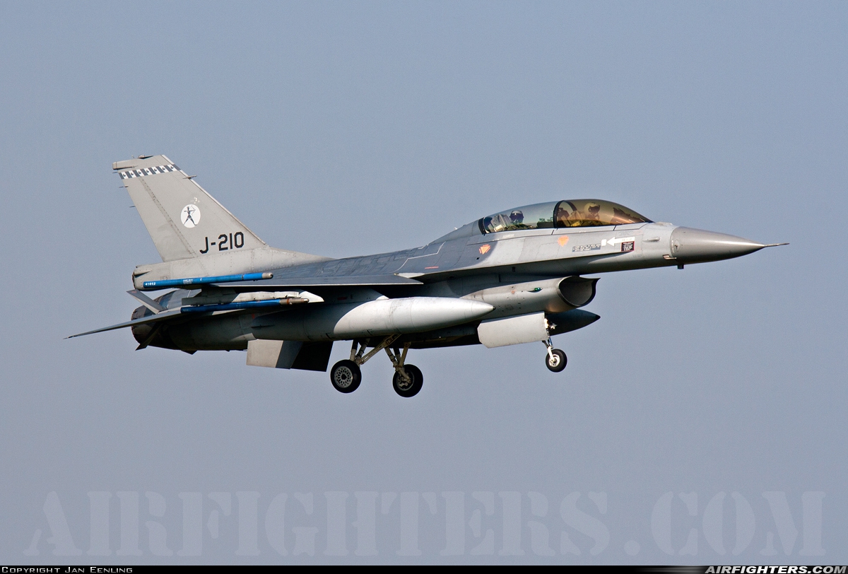 Netherlands - Air Force General Dynamics F-16BM Fighting Falcon J-210 at Leeuwarden (LWR / EHLW), Netherlands