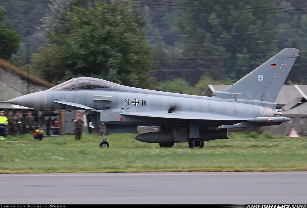 Germany - Air Force Eurofighter EF-2000 Typhoon S 31+16 at Sion (- Sitten) (SIR / LSGS / LSMS), Switzerland