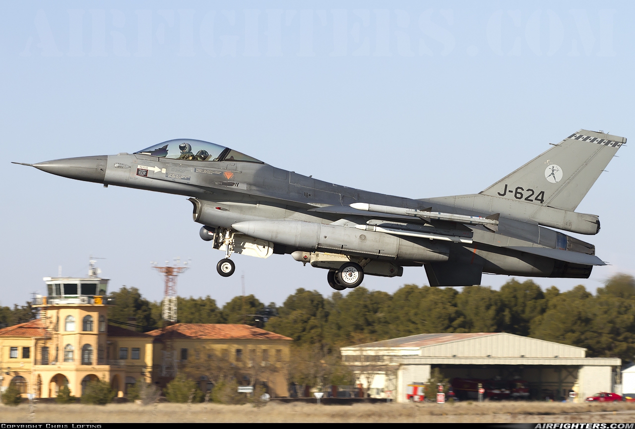 Netherlands - Air Force General Dynamics F-16AM Fighting Falcon J-624 at Albacete (- Los Llanos) (LEAB), Spain