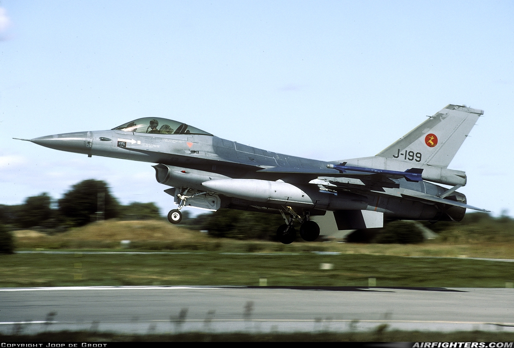 Netherlands - Air Force General Dynamics F-16A Fighting Falcon J-199 at Aalborg (AAL / EKYT), Denmark