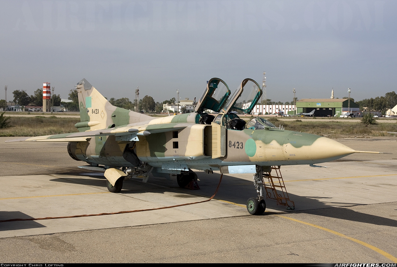 Libya - Air Force Mikoyan-Gurevich MiG-23UB 8423 at Tripoli - Mitiga (MJI / HLLM), Libya