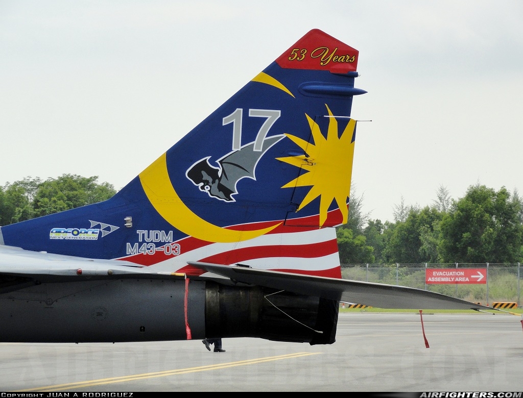 Malaysia - Air Force Mikoyan-Gurevich MiG-29N M43-03 at Singapore - Changi (SIN / WSSS), Singapore