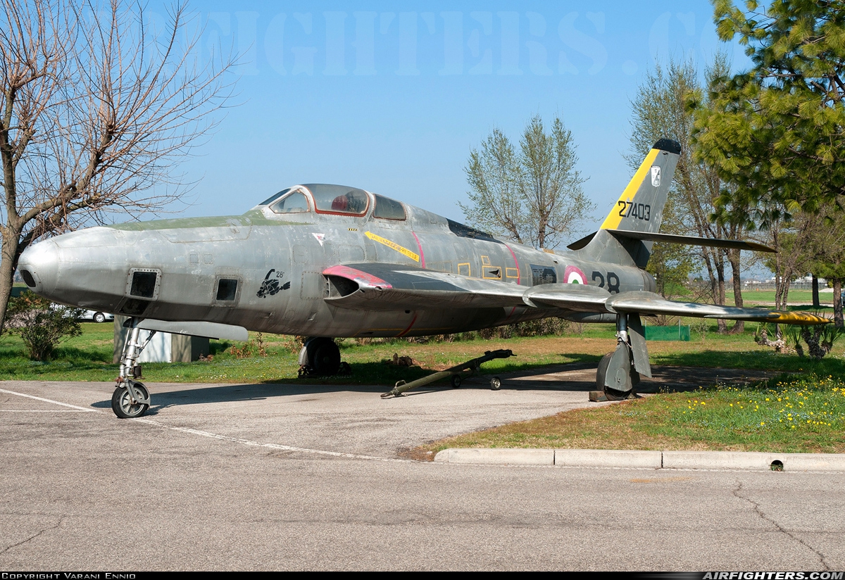Italy - Air Force Republic RF-84F Thunderflash MM52-7403 at Verona - Villafranca (Valerio Catullo) (VRN / LIPX), Italy