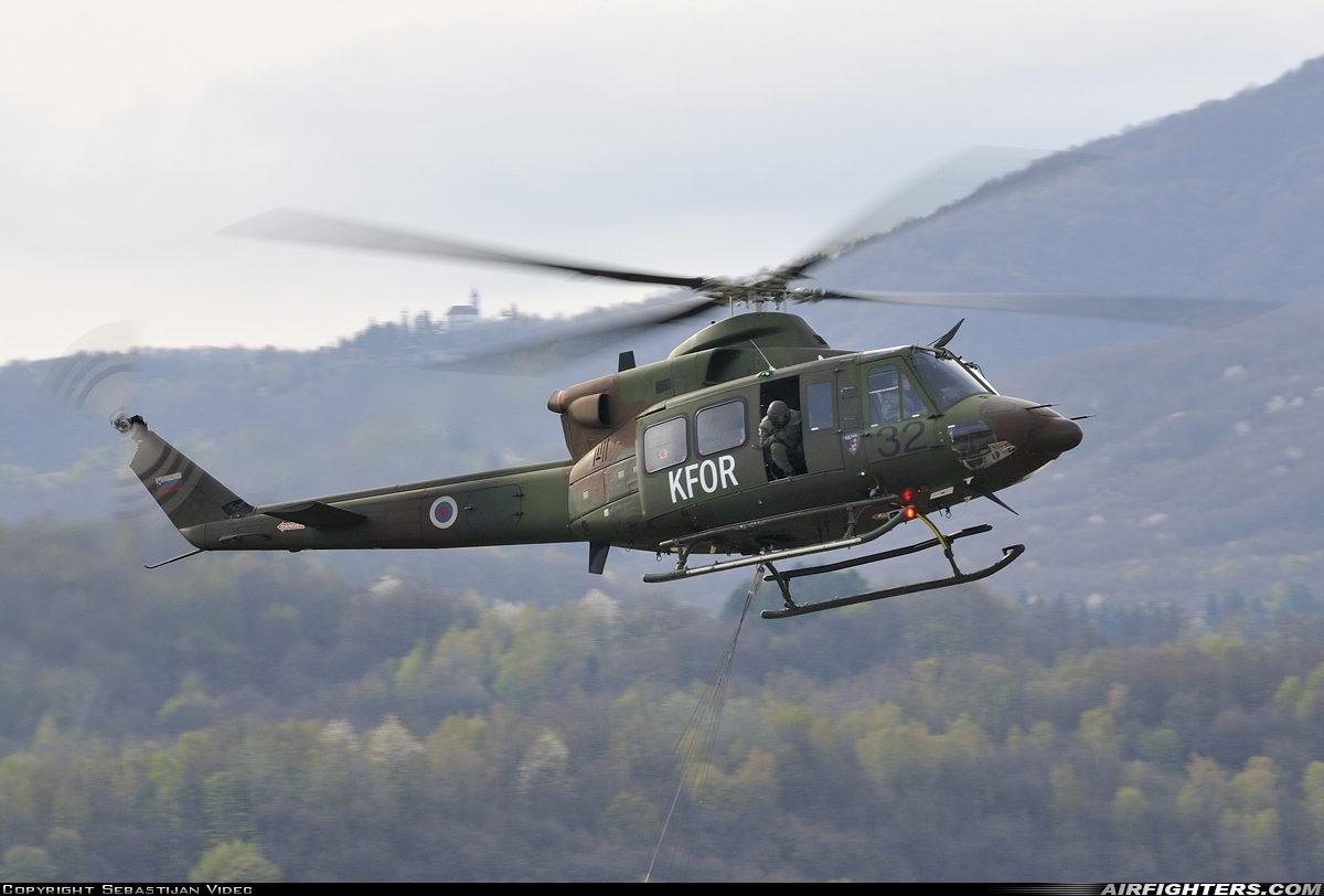 Slovenia - Air Force Agusta-Bell AB-412HP Grifone H2-32 at Cerklje (LJCE), Slovenia