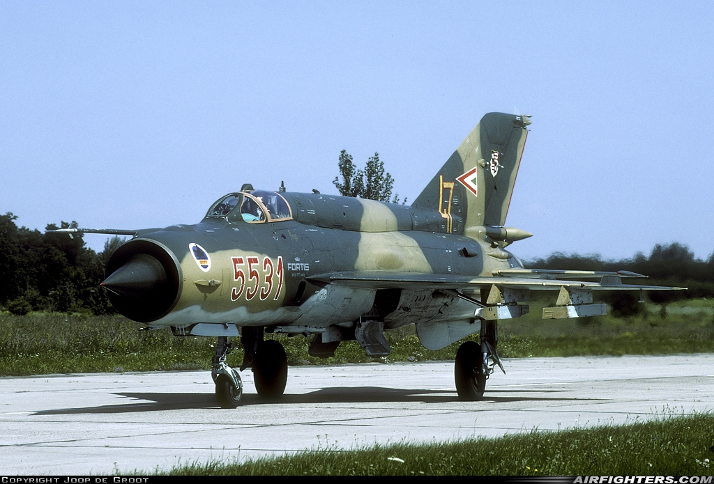 Hungary - Air Force Mikoyan-Gurevich MiG-21bis SAU 5531 at Papa (LHPA), Hungary