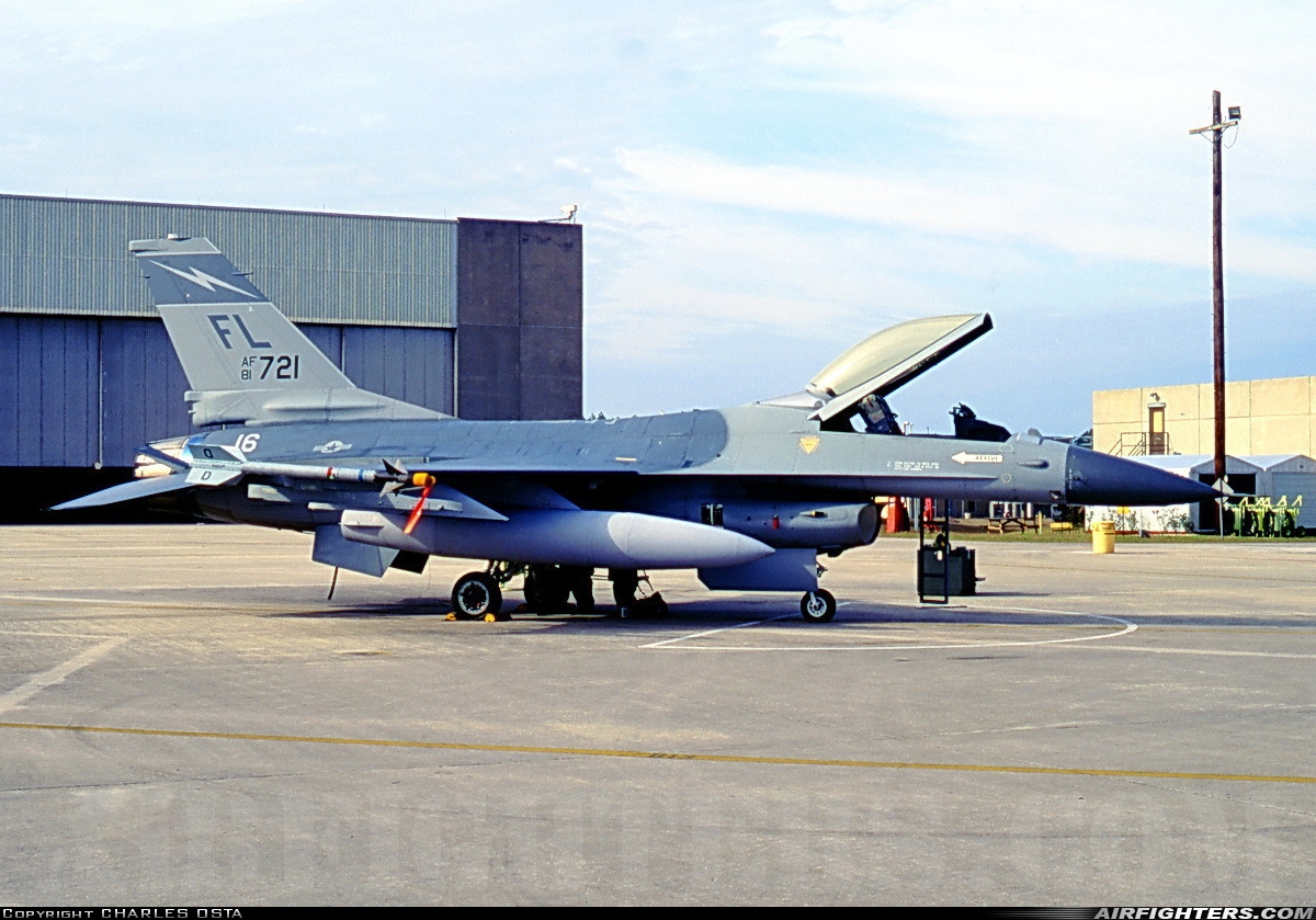USA - Air Force General Dynamics F-16A Fighting Falcon 81-0721 at Jacksonville - Int. (JAX / KJAX), USA