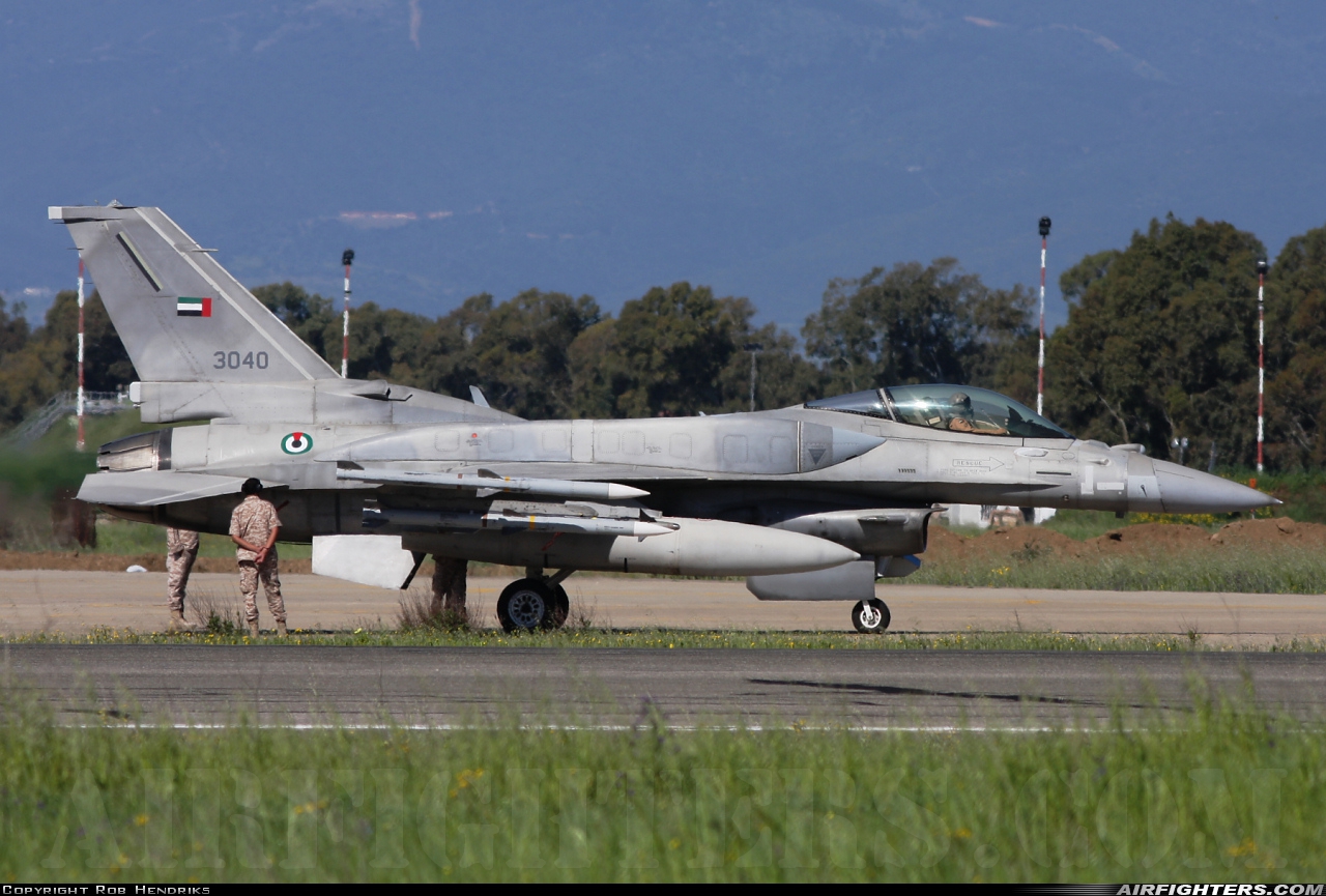 United Arab Emirates - Air Force Lockheed Martin F-16E Fighting Falcon 3040 at Decimomannu - (DCI / LIED), Italy